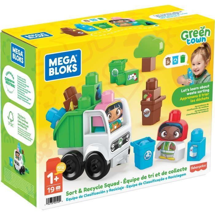 Jeu de construction - MEGA BLOKS - Camion Brigade du Recyclage - 18 gros blocs - Multicolore