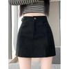 Plus-size Coffee Deer Suede High Waist A-line Mini Skirt for Women - Spring/Autumn, Anti-exposure, Slimming, Hip-hugging Fit