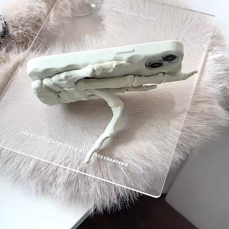 3D-Totenkopfhand, geeignet für iPhone 11 12 13 14 15 16 Pro Max, Telefon-Rückseitenschutz, weiche Abdeckung