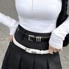 And Fashionable Versatile Black And White Belt With Stylish Silver Buckle Ideal For Wardrobe Any