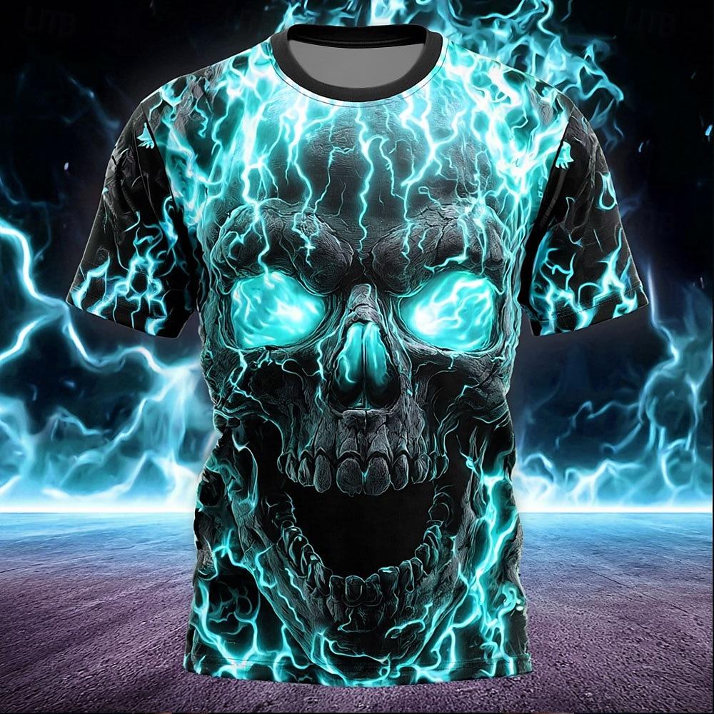 

Летние футболки с 3D-принтом Череп Славы Streetwear Мужская мода Повседневные Оверсайз С круглым вырезом С коротким рукавом Футболки Топы Одежда S