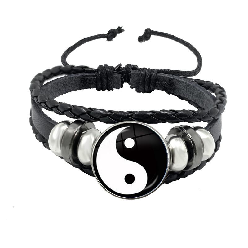 One piece Yin Yang Tai Chi rope bracelet black and white braided leather bracelet bracelet women's gift