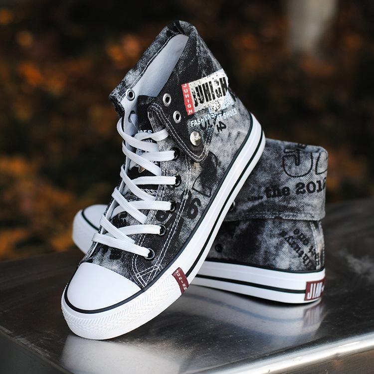 Men High Top Canvas Shoes High Quality Trend Denim Board Fad Breathable Casual Sneakers Zapatillas Hombre Comfortable