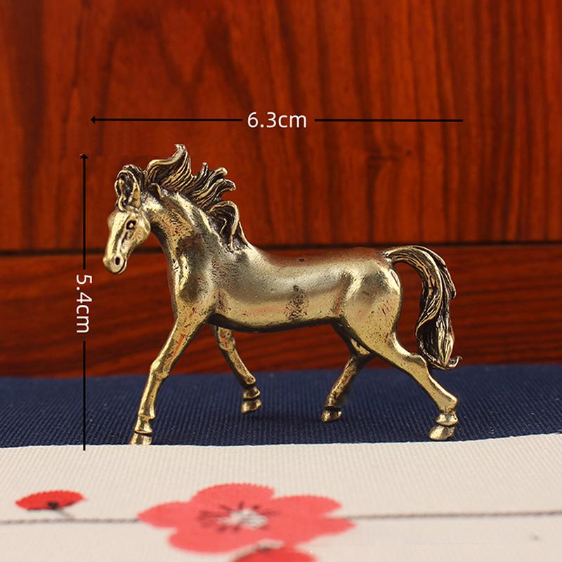 Statue de Cheval en Laiton Vintage Ornement de Bureau Décoration Artisanat Métallique Créatif Décorations pour la Maison Statue du Cheval du Zodiaque Stéréoscopique