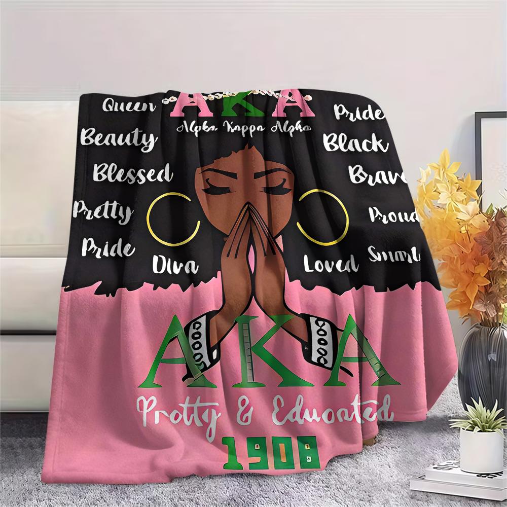 1Pc AKA Print Flannel Blanket, High quality Comfortable for All Seasons, Home Decor, Warmth and Comfort, Perfect for Christmas Gifts
