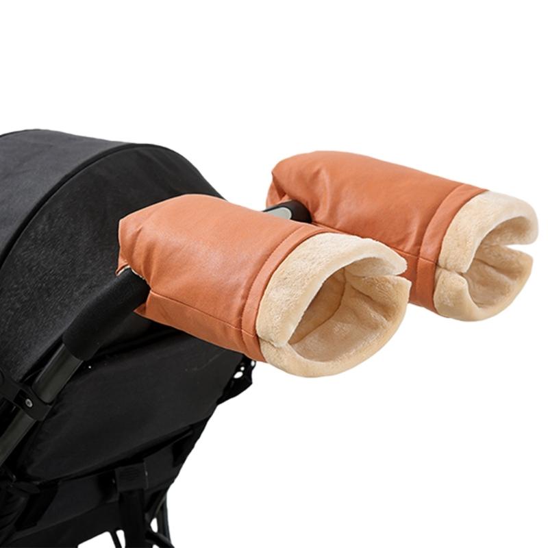 

Easy to Assemble Baby Strollers Gloves with Button Attachment Windproof Waterproof Plush Lined for Strollers Bike Use оранжевый