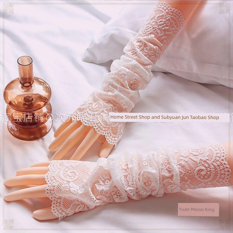 

Кружевные перчатки женские в панк-стиле готические фото Лолита White (S0028)