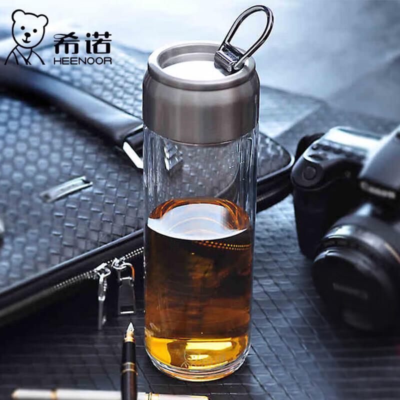 Xinuo Portable Heat-Resistant Borosilicate Glass Water Bottle