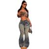 26 Retro-style Frayed Hem Flared Women's Jeans, Street Style Long Pants for Hot Girls, Floor-length Pants