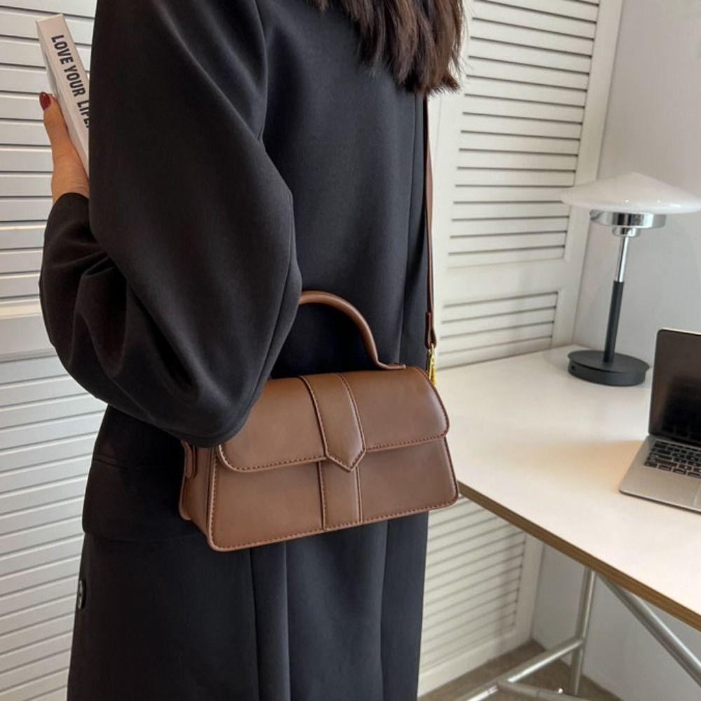 Pu Leather Vintage Underarm Handbag Square Fashion Shoulder Bag  Mobile Phone