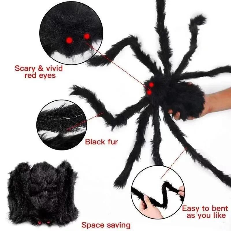 Halloween Decoration Giant Spider, Suitable for Garden Lawn and Indoor Decoration Props, Party Trick Simulation Balck Spider