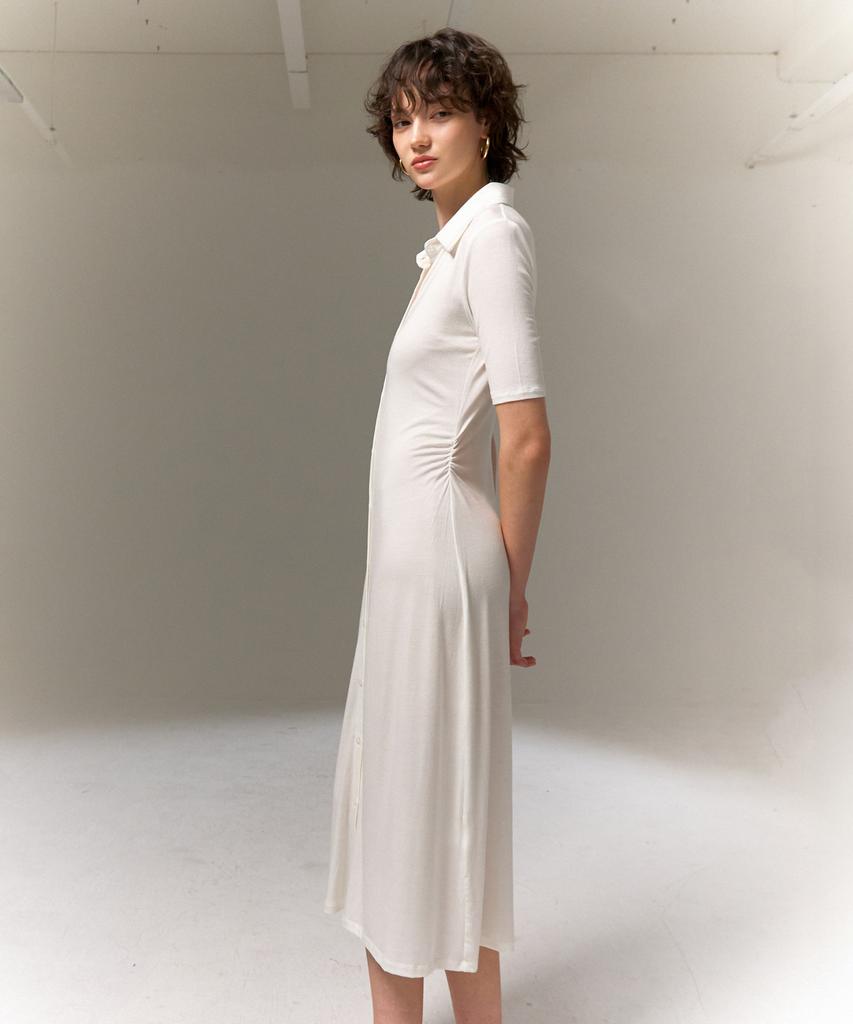 Retour Deux Vingt Quatre Cole Button-Up Midi Dress (White)