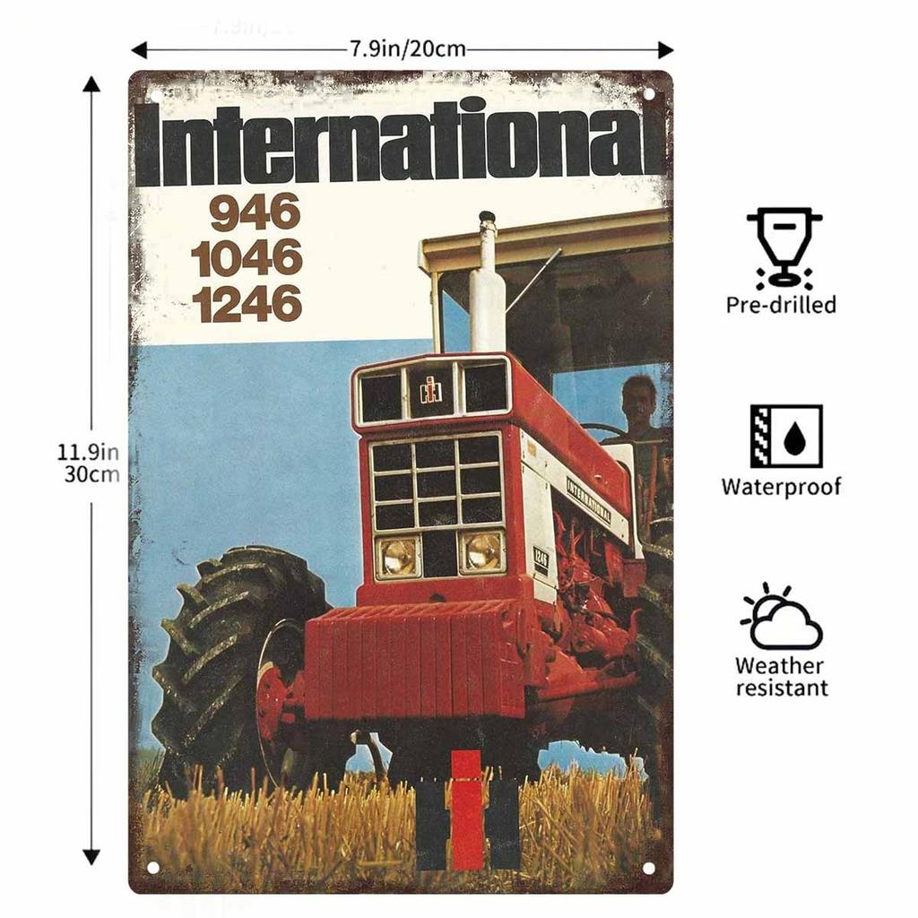 Country Lane with an Antique Farm Truck Rolling By Vintage Metal Wall Sign Decor Poster Frames Garage Living Room