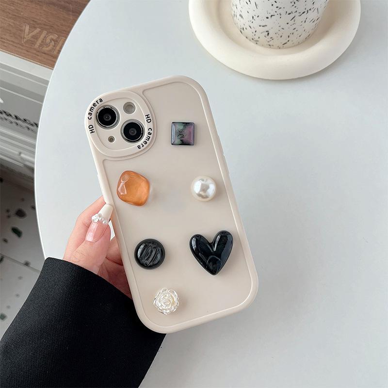 Iphone16Promax Mobile Phone Case Is Suitable For Apple 17 Rhinestones 14 Gemstones 13 Flowers, Fine Holes, All-Inclusive 15.