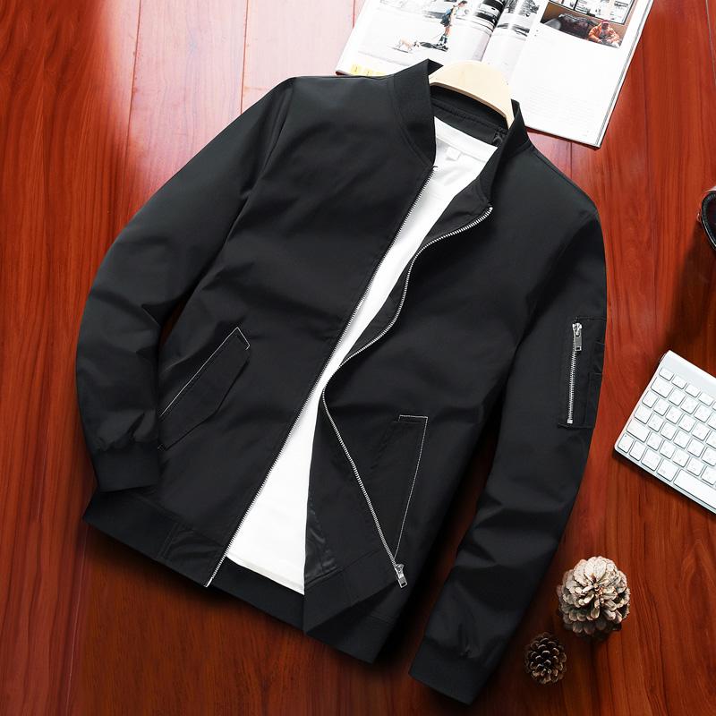 Buy Men's Baseball Stand Collar Spring Autumn Solid Color Jacket