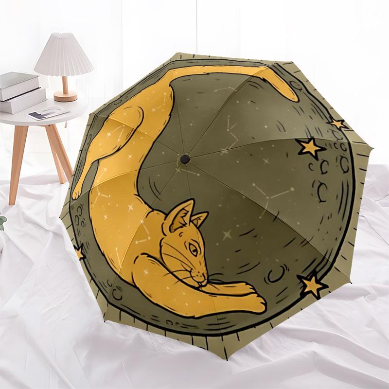 1pc Moon Cat Automatic Open/close, All-Season Portable Folding Umbrella, Travel, Everyday, Formal Events130