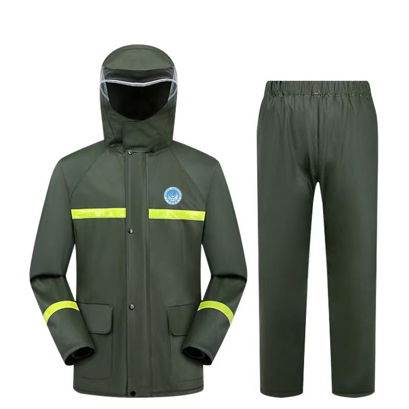 Men's Full Body Raincoat & Pants Set for Heavy Rain - Ideal for Cycling, Food Delivery, Fishing - Thickened Knit Fabric