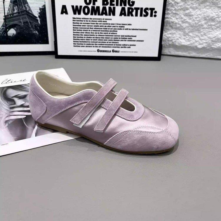 

Velcro splicing satin new beautiful one-word belt casual shoes women s Mary Jane shoes ballet shoes 40 фиолетовый