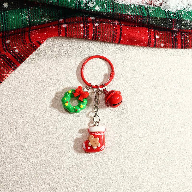 Christmas Gift Keychain Cartoon Santa Claus Gingerbread Man Pendant Key Ring Backpack Hanging Decoration Xmas New Year Gift