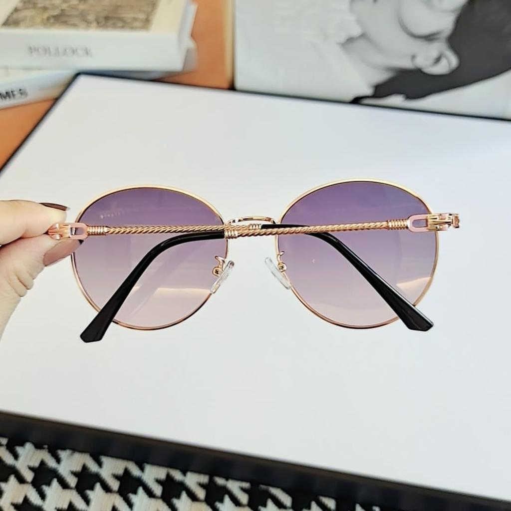 Feisedy Polarized Sunglasses for Men and UV Color Metal Small Mountain B1247 Women, UV400, Protection, Stylish, TAC, Round, Lens, Frame, Face,