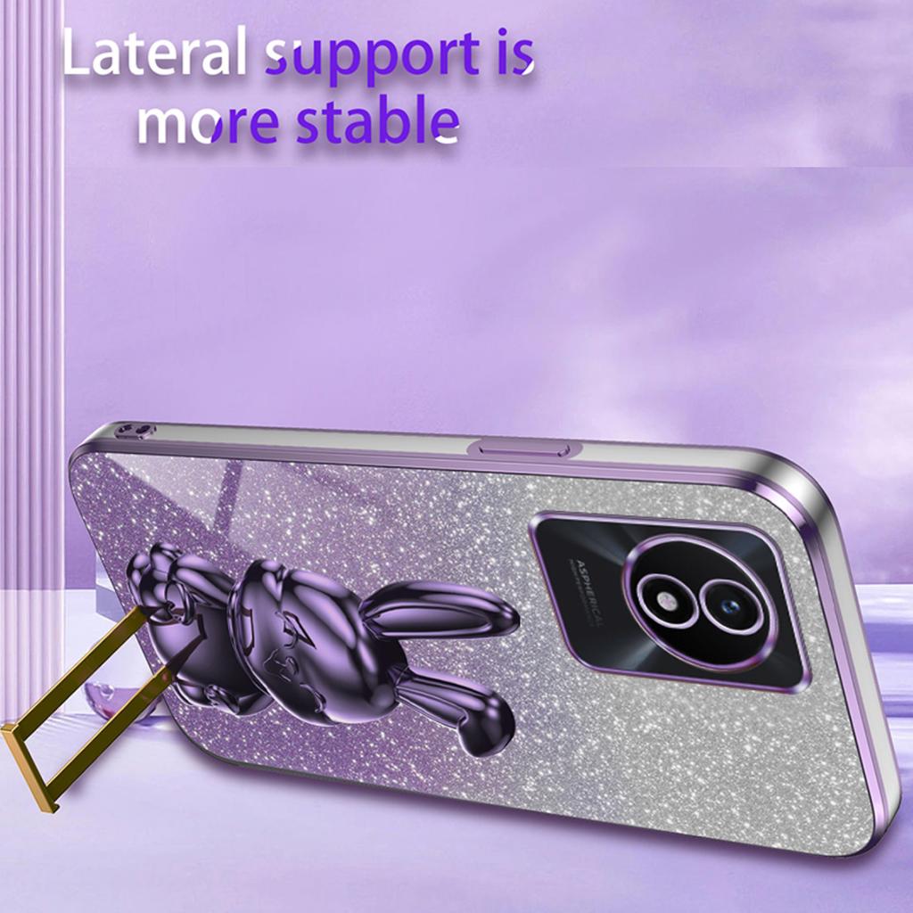 TPU+PC Case for vivo Y11 (2023) Rabbit Design Protective Phone Cover with Kickstand