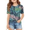 Summer Girls' Short-Sleeved Top, Children's Round-Neck Hawaiian Casual T-Shirt