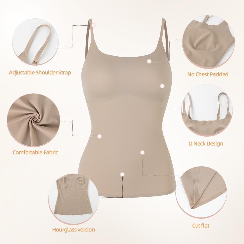 Women's Shapewear Tummy Control Tank Tops Seamless O Neck Adjustable Straps Body Shaper Compression Push Up Belly Slimming Camis