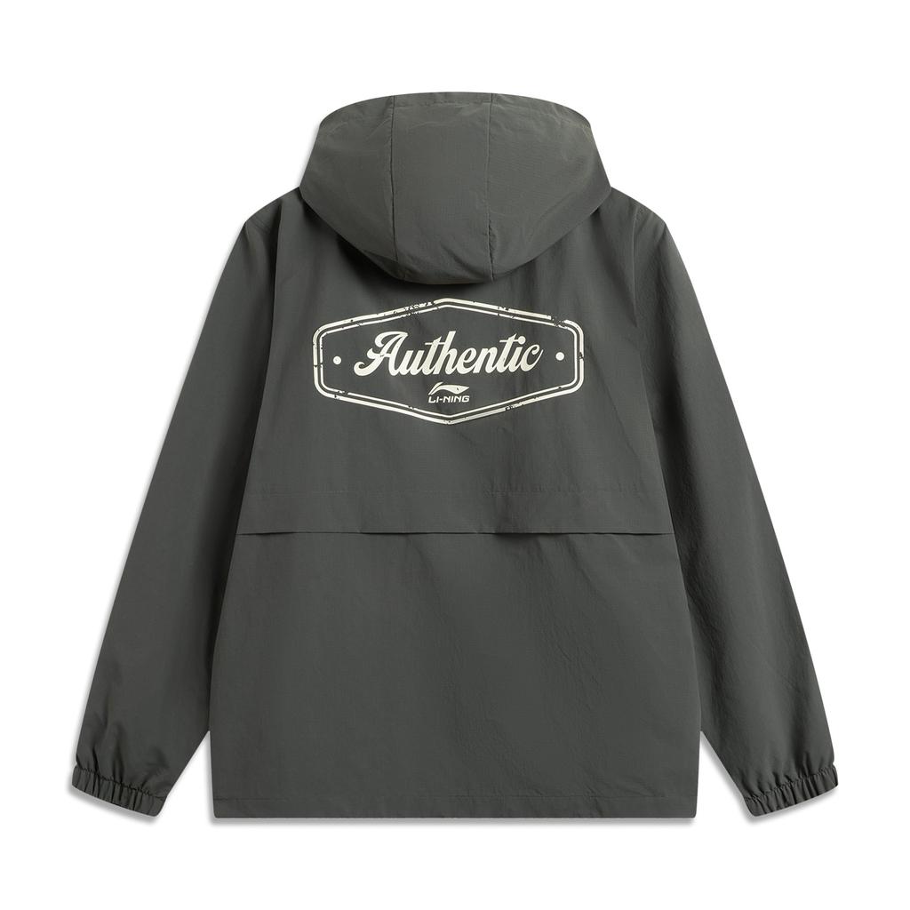 Li Ning Sports Lifestyle Series High Street American Vintage Cardigan Long Sleeve Windbreaker Loose Coat Unisex Outerwear Slate-Grey AFDV445-5