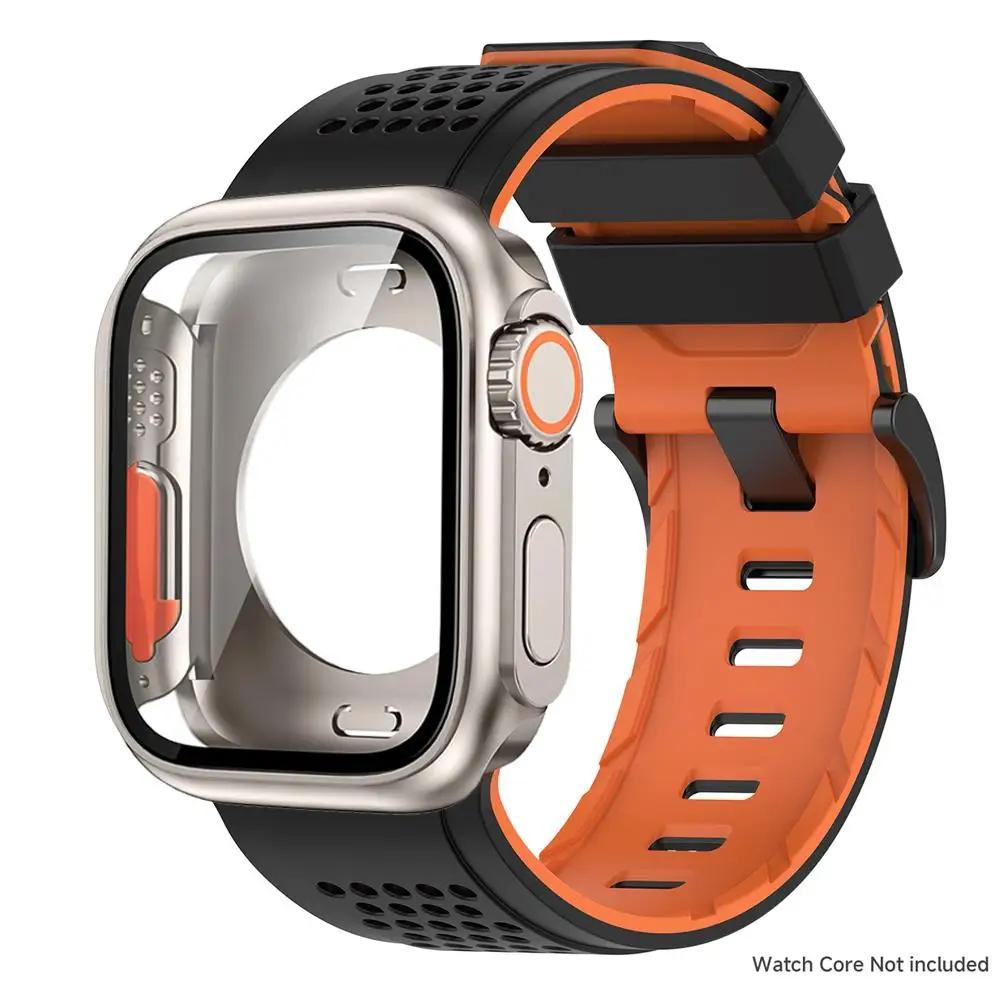 Case+Silicone Strap for Apple Watch Band Ultra 3 49mm 46 45 44 41mm Protective Case Bracelet for Iwatch 11 10 9 8 7 6 54 SE3