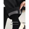 Women's High-Waist Thickened Wool Blend Straight-Leg Pants