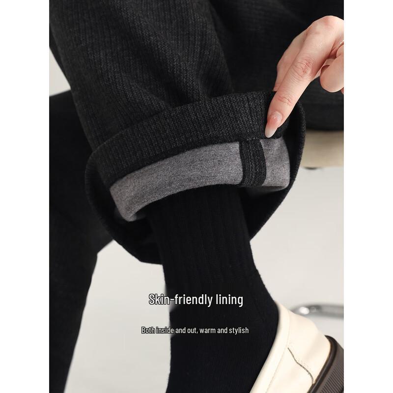 Women's High-Waist Thickened Wool Blend Straight-Leg Pants