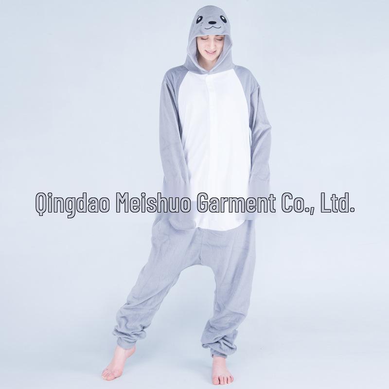 Růžové Modré Zvířecí Kreslené Fleecové Onesie Pyžamo pro Páry - Podzimní/Zimní Kolekce