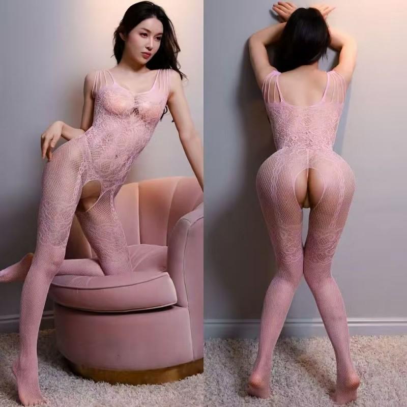 Sexy Lace Pajama Transparent Fishnet Bodystocking For Women Bold Body Suit Open Crotch Pantyhose Erotic Costumes Lingerie