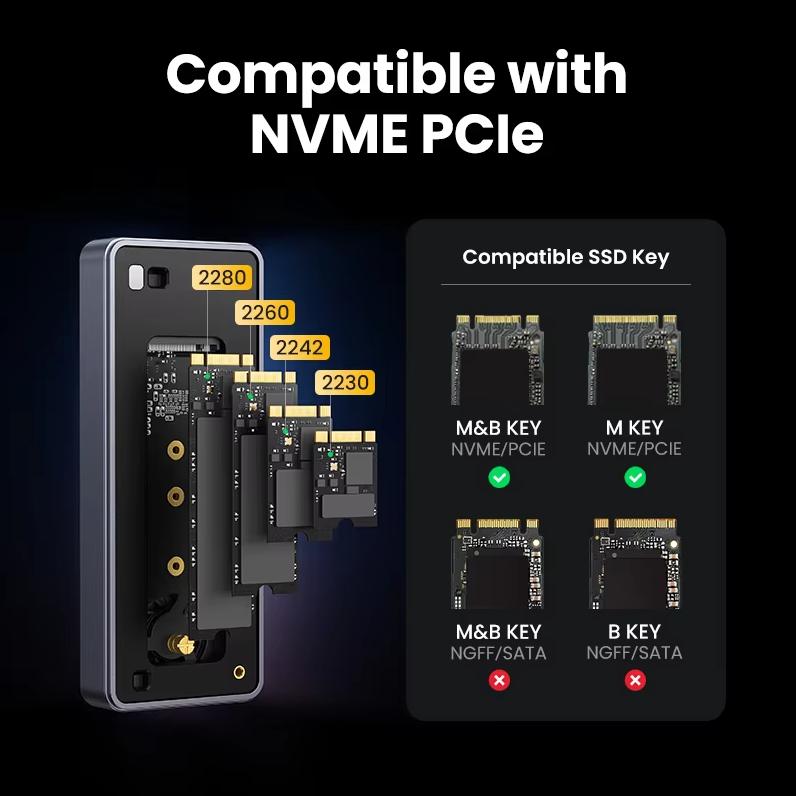 UGREEN USB4 hard drive box 40Gbps compatible with Thunderbolt 3/4 M.2 NVMe portable hard drive box suitable for Apple computers