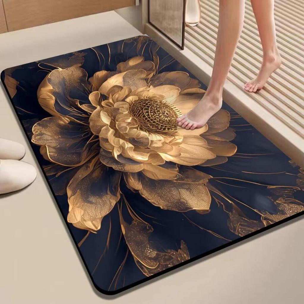 Diatom Printing Bathroom Thickening Mat Bath Non-slip Carpets In Wash Basin Bathtub Side Floor Rug Shower Room Doormat Memory Foam 3D Pad