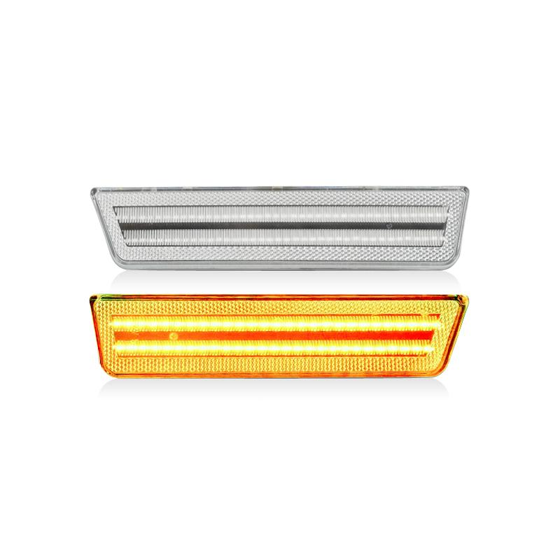 

For Dodge Challenger 2008-2014 Clear & Smoked Lens LED Side Marker Lights Dual Row Amber Front Red Rear Side Fender Reflector