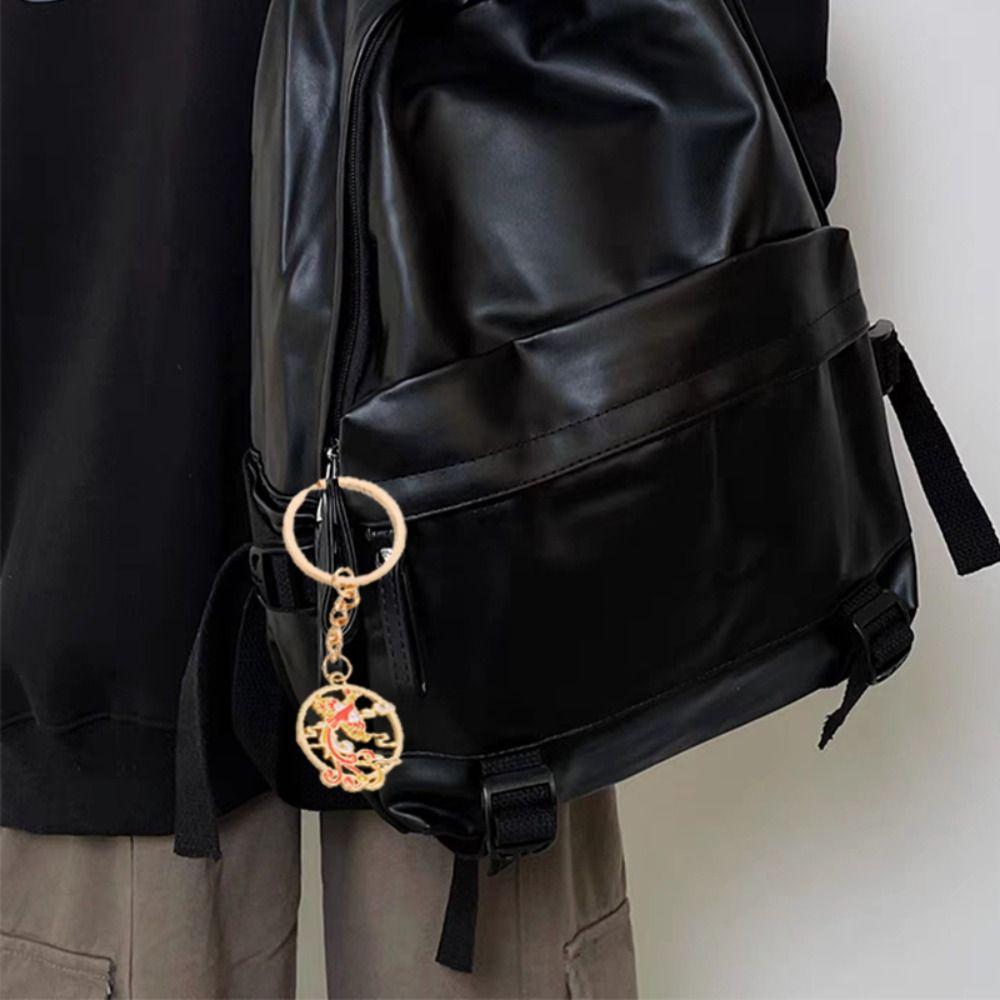 Phoenix Dragon Year Ethnic Luck Keychain Dragon Year Dragon Drop Oil Car Key Ring  New Year Gift