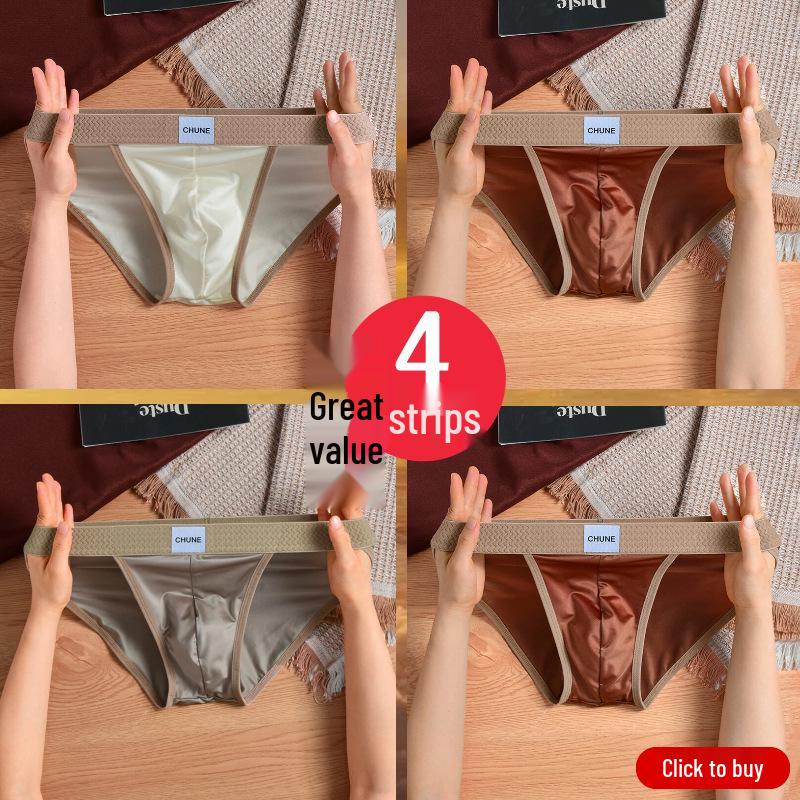 Slip da Uomo di Alta Gamma in Seta Ghiacciata e Nylon con Cavallo Antibatterico - Stile Trendy
