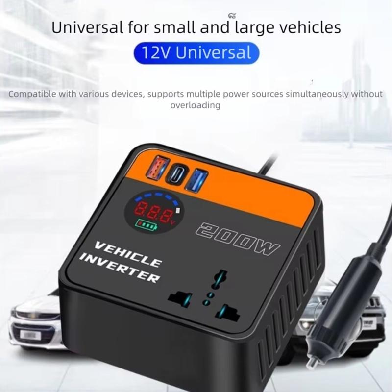 Universal 12V 24V To 110V 220V Electricity Vehicle Power Inverter With LCD Display And Two USB Charging Ports
