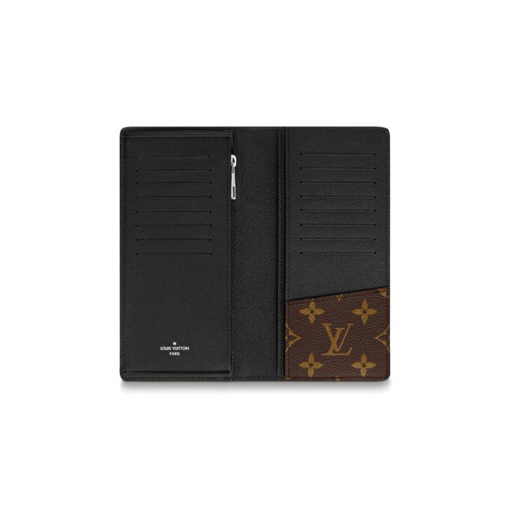 Louis Vuitton Brazza beschichtetes Canvas mit Rindsleder Geldbörse, Kartenhalter, Geldbörse Unisex Braun/Schwarz Mehrfarbig M69410