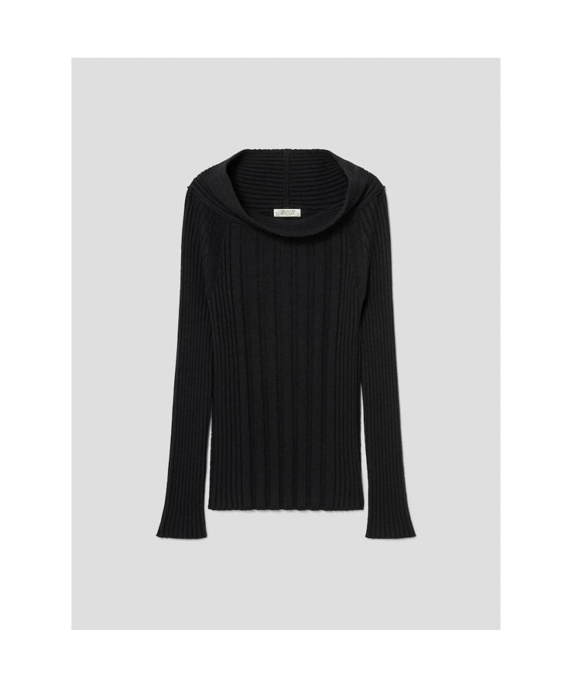 Anggae Tube Neck Rib Pullover Black