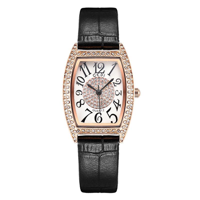 Retro Wine Barrel Women'S Watch Light Luxury Diamond-Encrusted High-End Belt Watch Women'S Waterproof Quartz Watch Retro Style