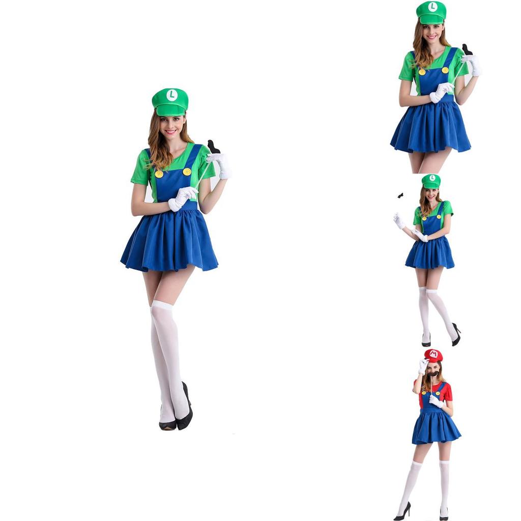 Women's Super Mario Bros Luigi Costume With Breathable Spandex And Exquisite Workmanship