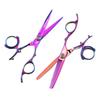 6.0" Plum Blossom 720° Rotating Handle Multi-Function Hairdressing Scissors: Color Straight, Serrated, and Thinning Shears