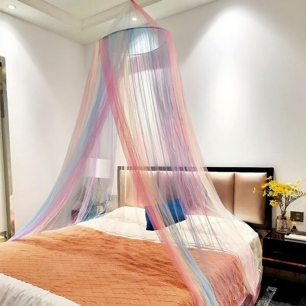 Colorful Dome Mosquito Net: Indoor Ceiling-Mounted, No-Installation, Double Bed Princess Encrypted Mesh