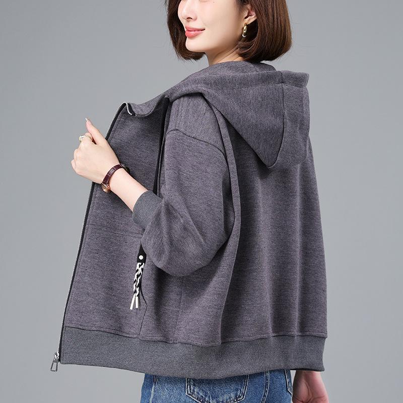 

Women s Petite Loose Fit Stand-Up Collar Jacket - Spring/Autumn 2025 Collection, Plus Size Available, Slimming Design. XL сірий колір