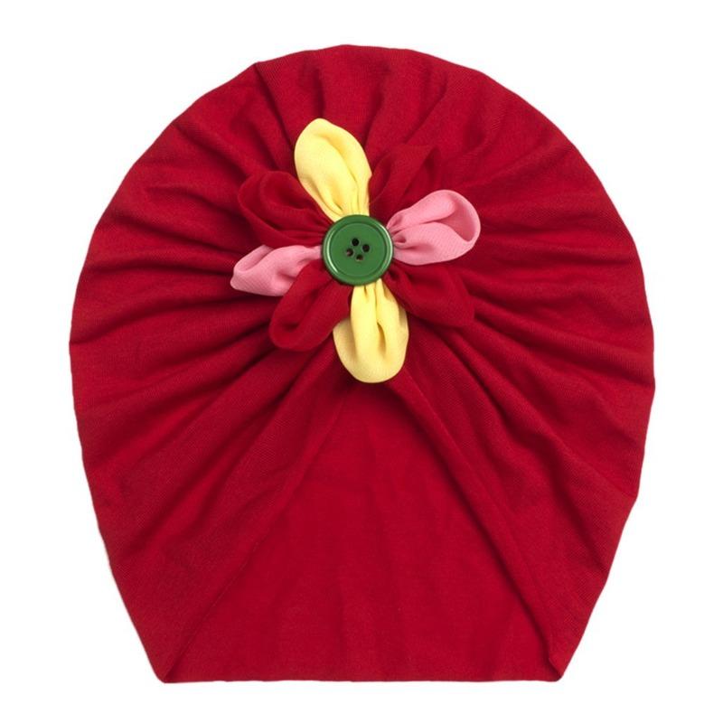 New children's button flower pullover hat, creative and comfortable baby hat, thin baby cap