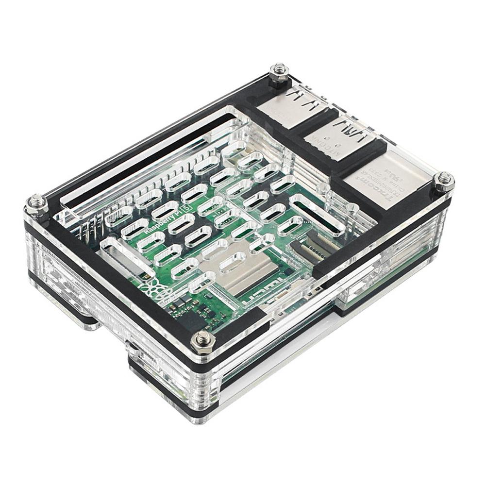 Clear Case Support Official Active Cooler Transparent Acrylic Enlosure Shell Protective Case Box Fit for Raspberry Pi 5 4GB/8GB