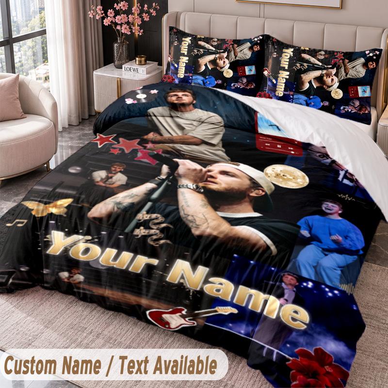 Custom Name Text 3Pcs Bedding Set Alex Warren Duvet Cover And Two Pillowcases