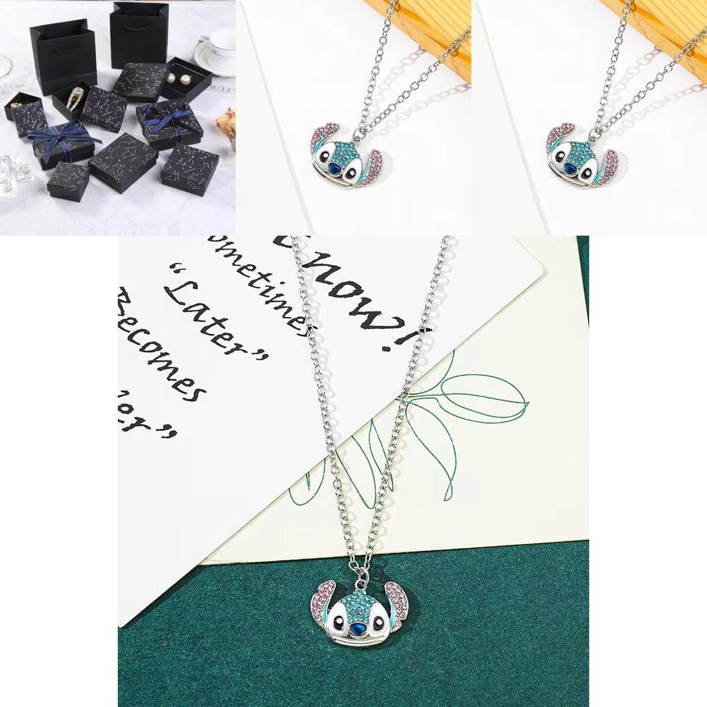 Adorable Cartoon Stitch Rhinestone Pendant Necklace For Fashionable Holiday Gift